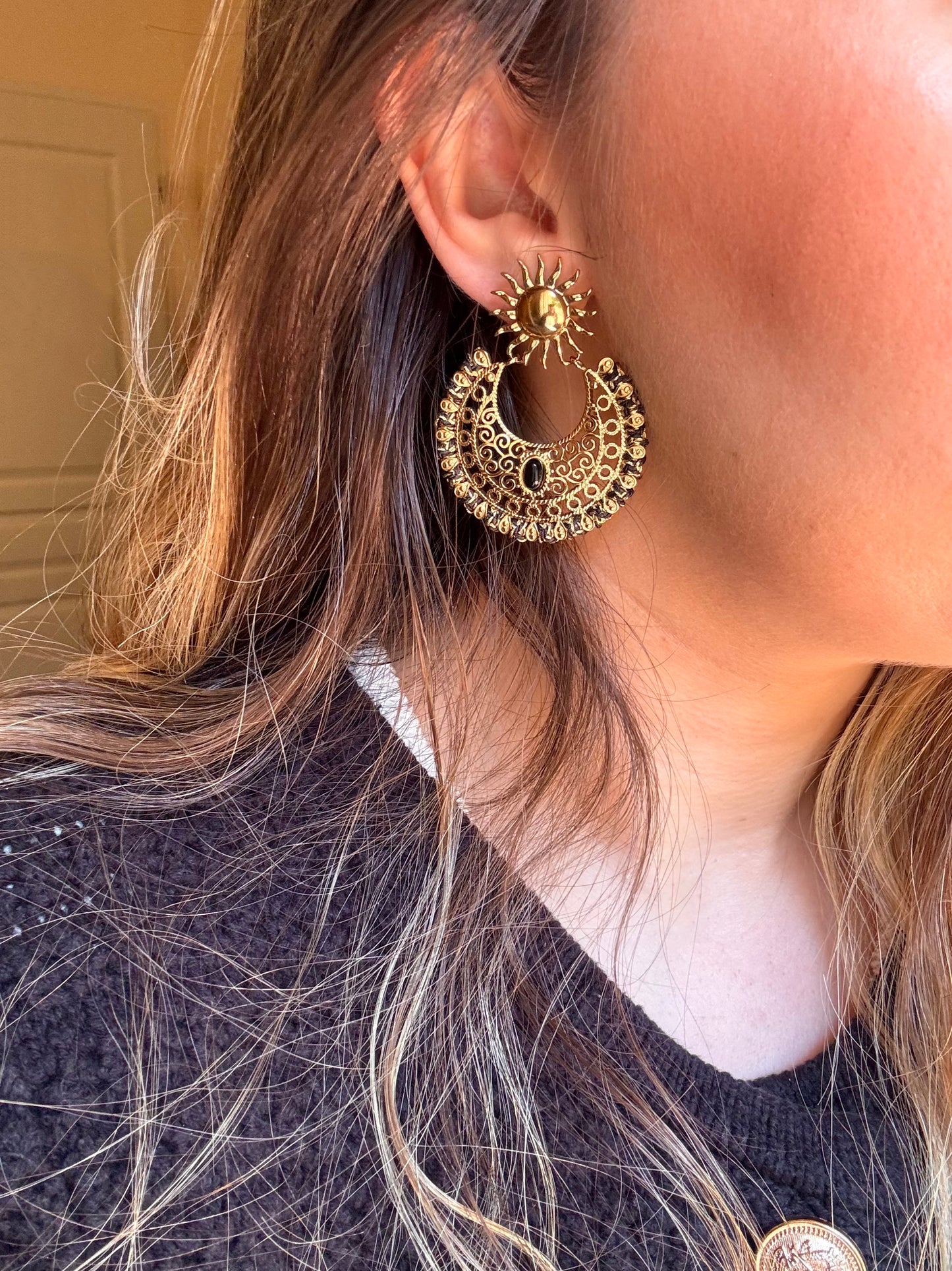 Boucles d’oreilles Leïla noires
