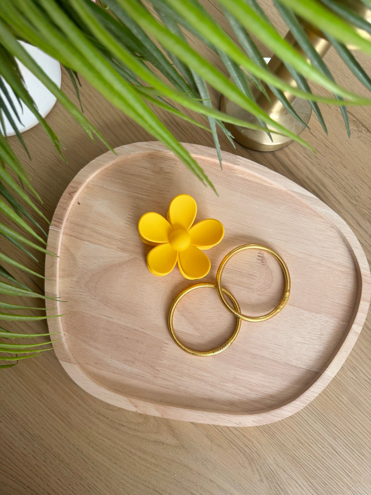 Pince à cheveux fleur jaune