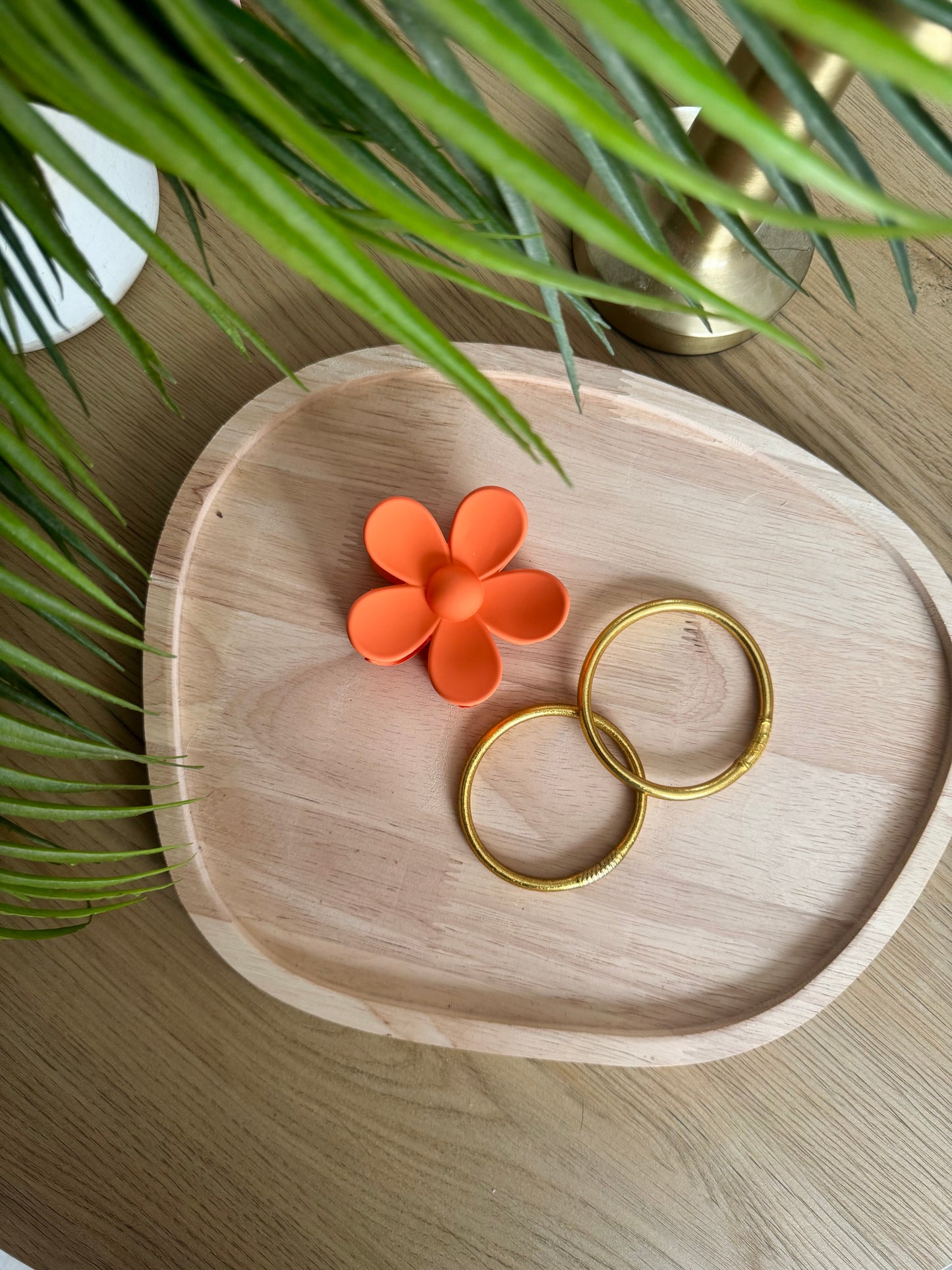 Pince à cheveux fleur orange