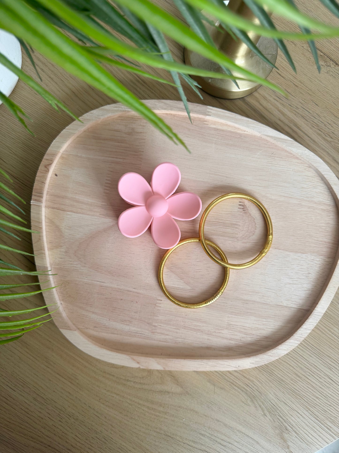 Pince à cheveux fleur rose claire
