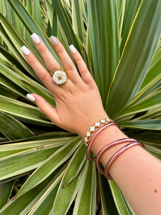 Bracelet jonc bouddhiste rose