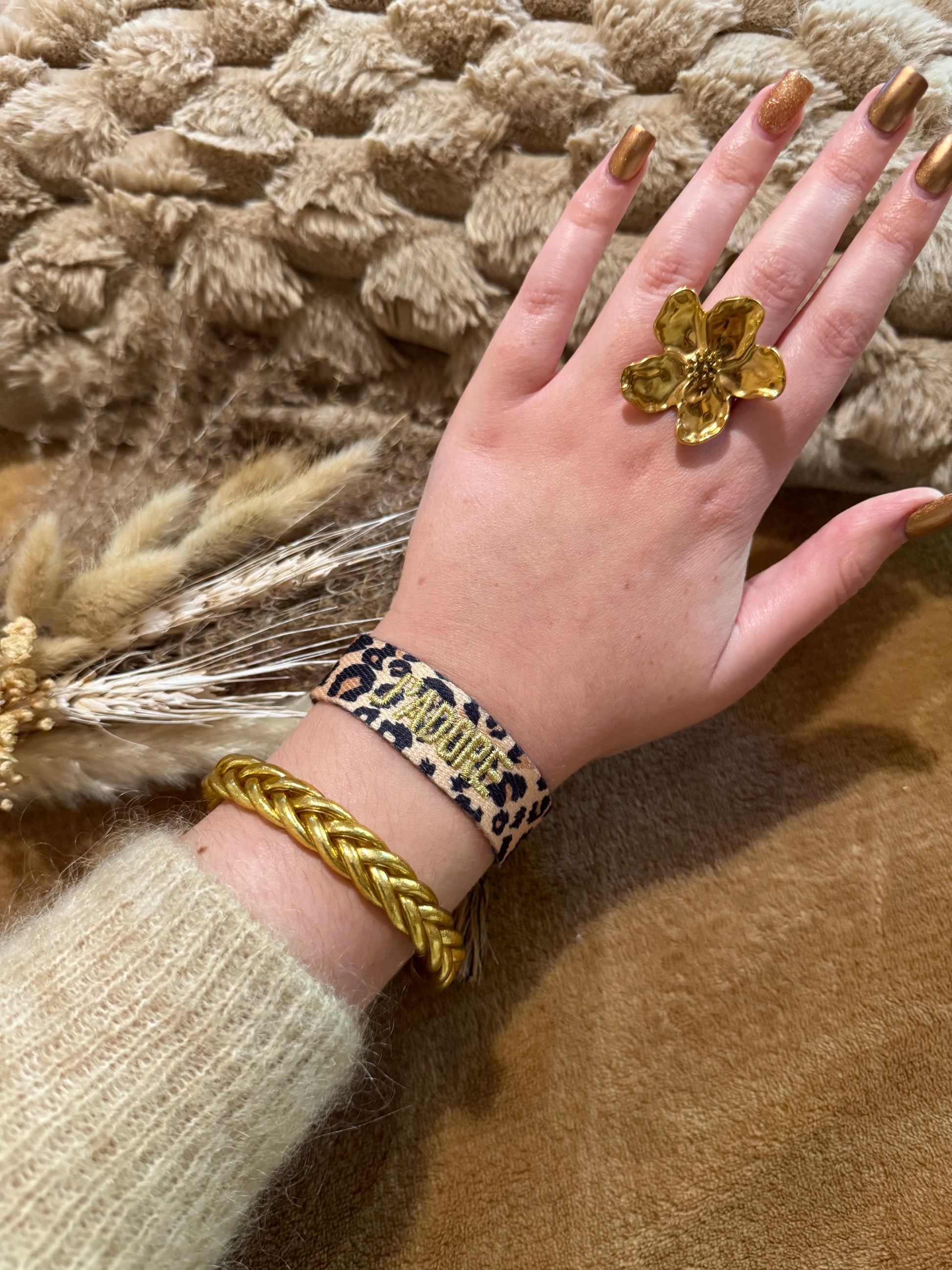 Bracelet tissu léopard