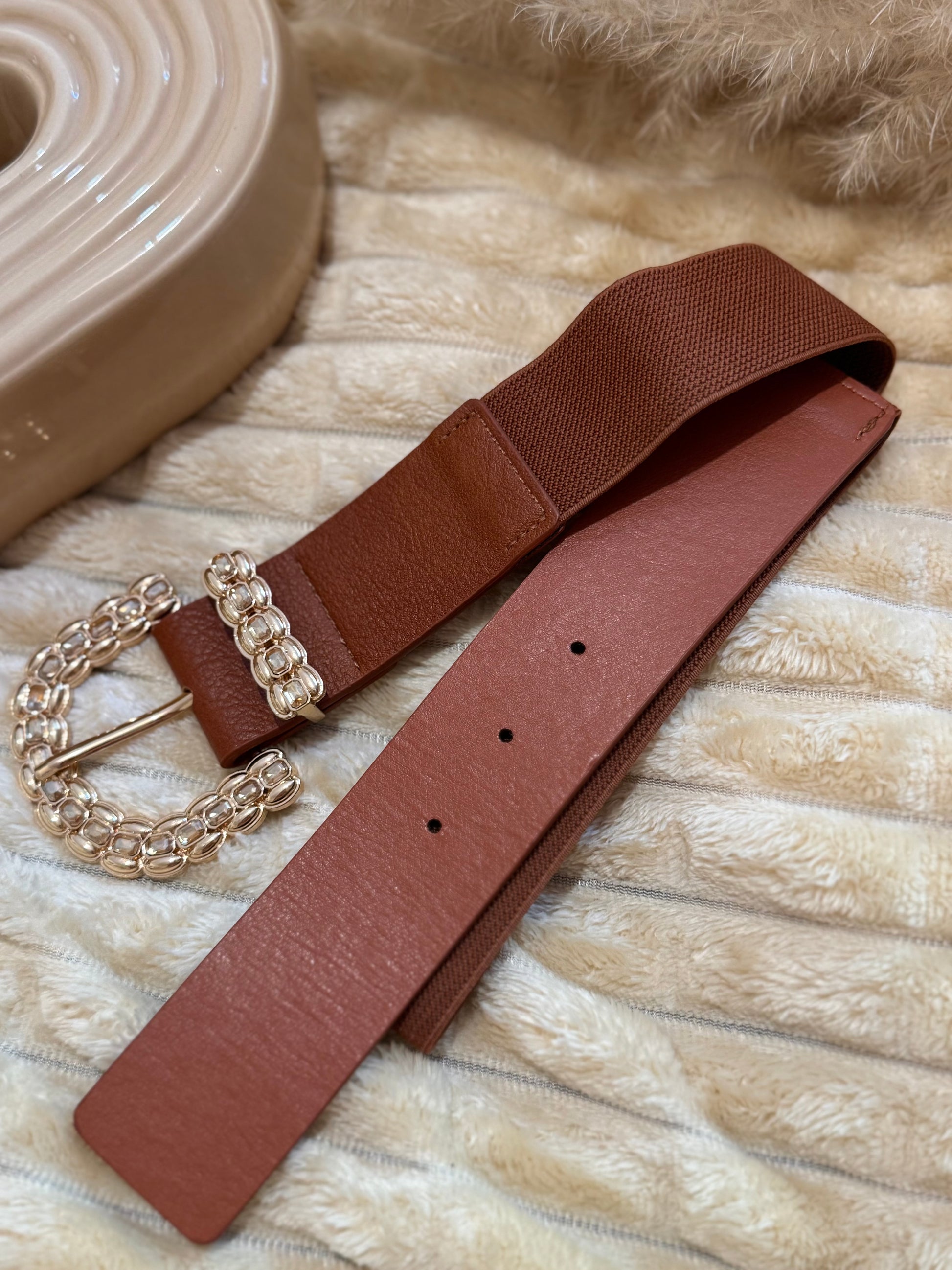 Ceinture marron élastique 