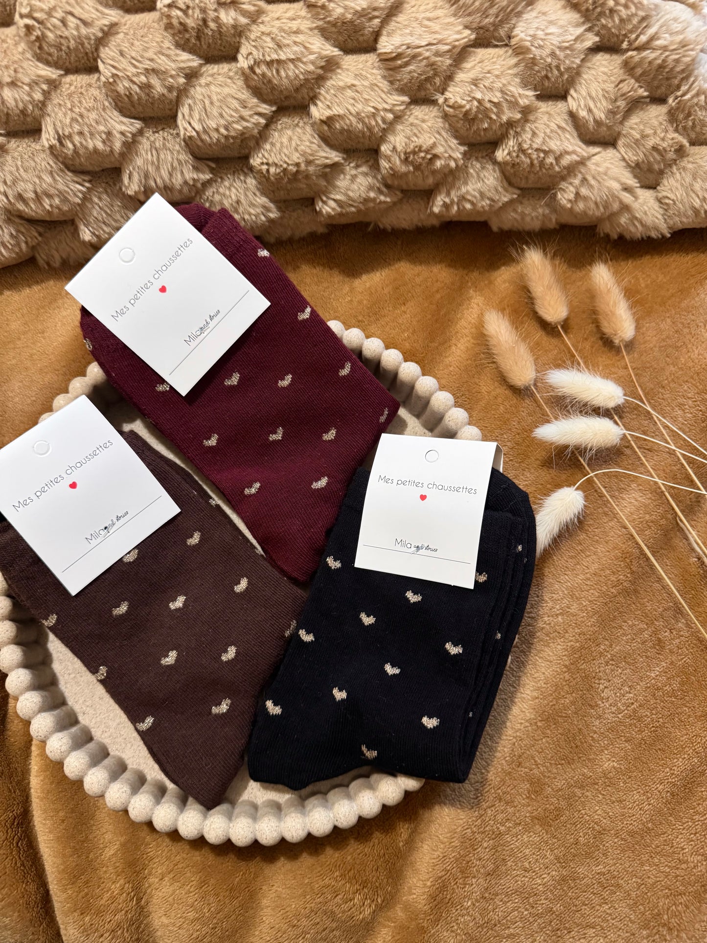 Chaussettes à paillettes coeur 