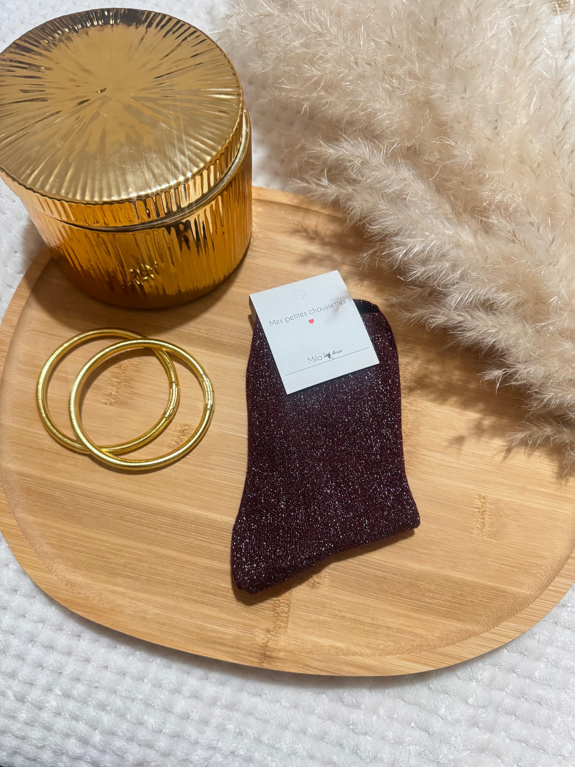 Chaussettes à paillettes bordeaux