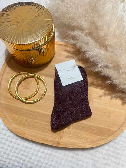 Chaussettes à paillettes bordeaux