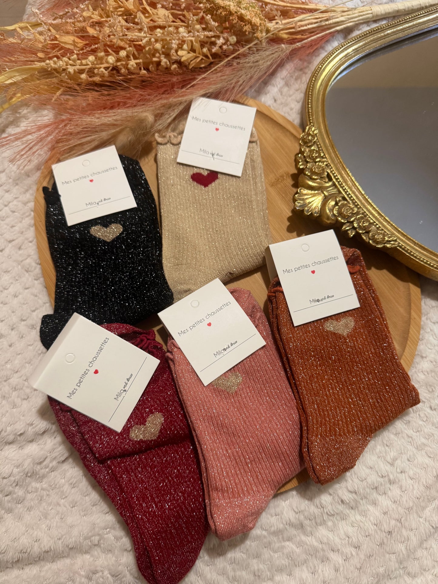 Chaussettes à paillettes coeur