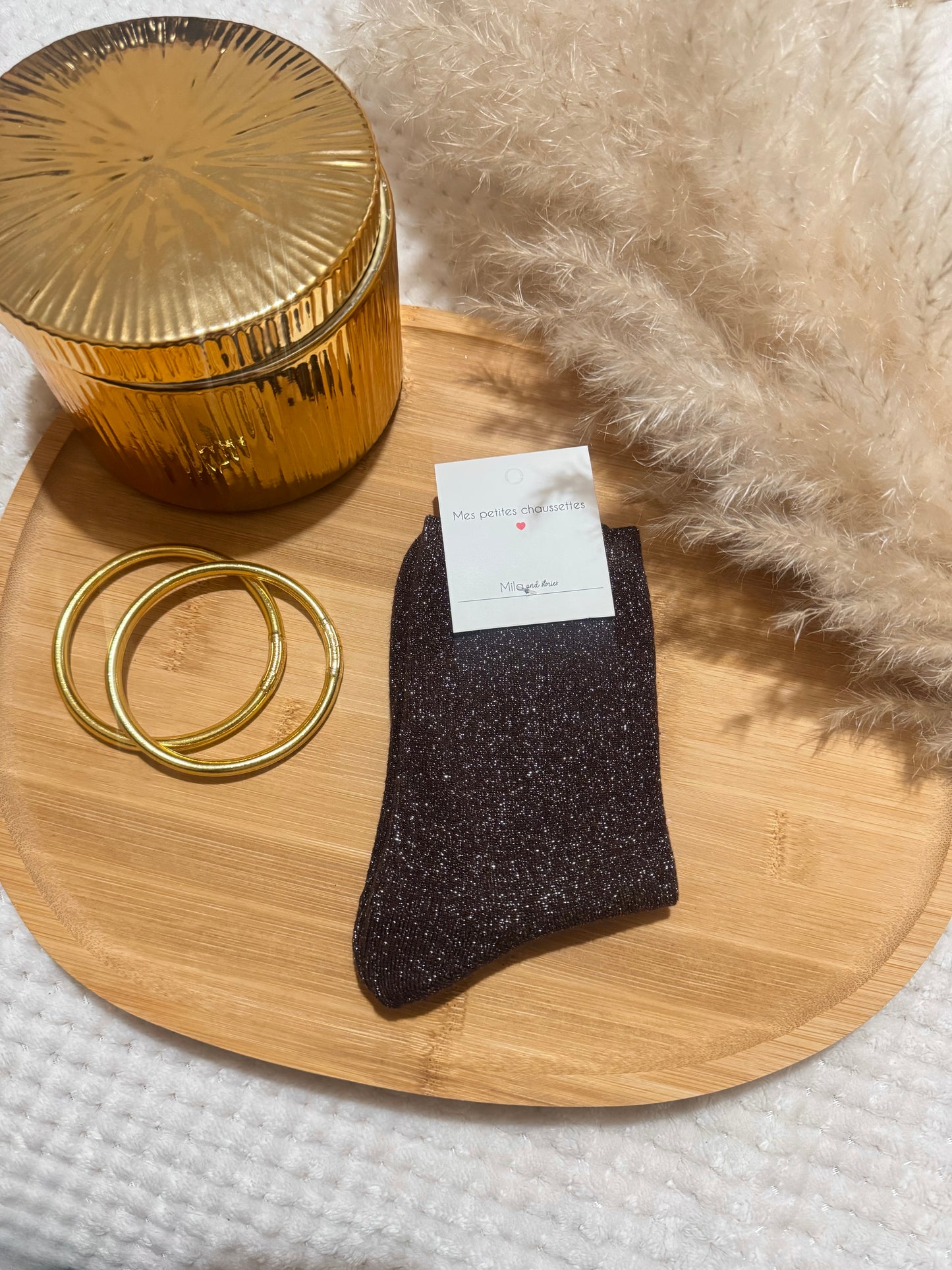 Chaussettes à paillettes marron
