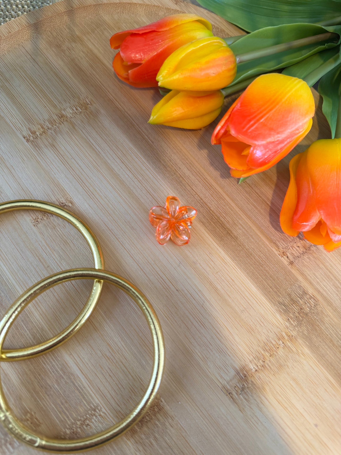 Mini pince à cheveux fleur orange