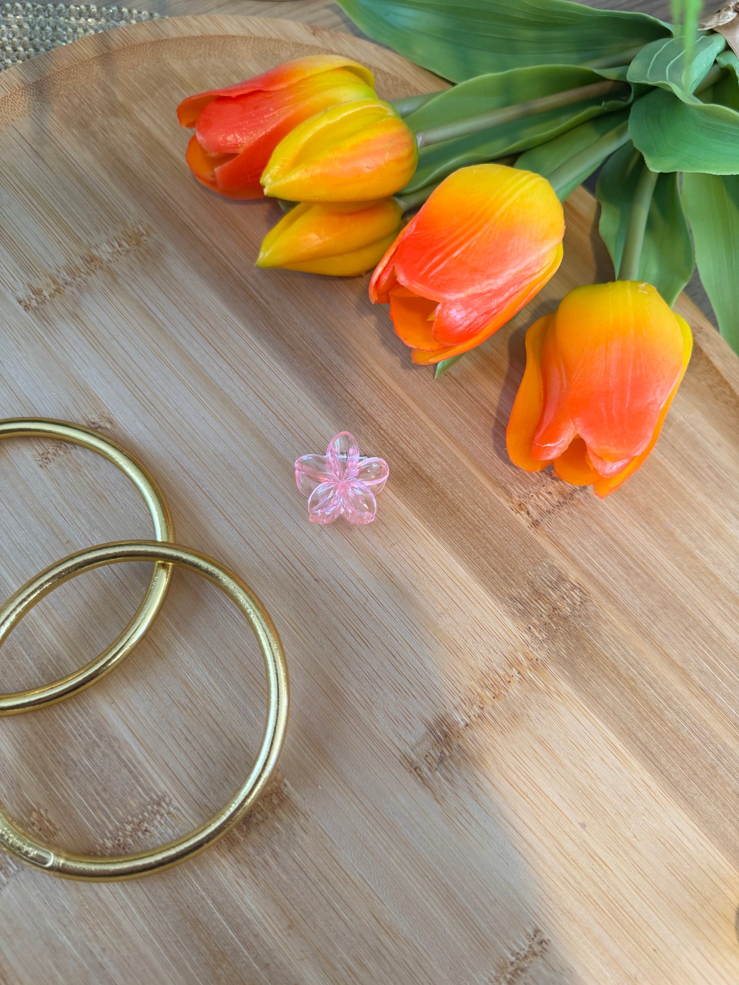 Mini pince à cheveux fleur rose clair