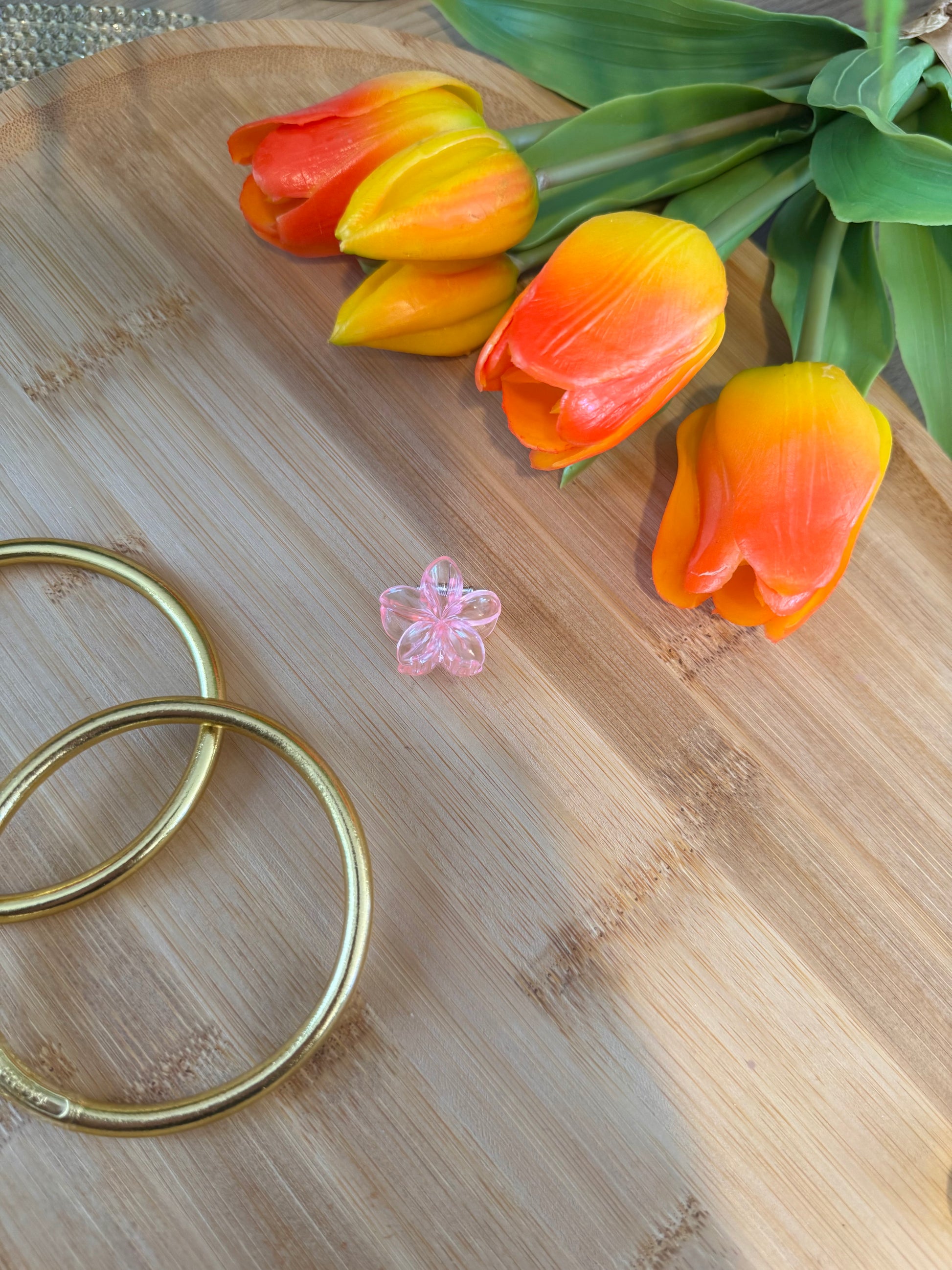 Mini pince à cheveux fleur rose clair