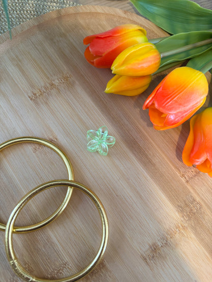 Mini pince à cheveux fleur vert