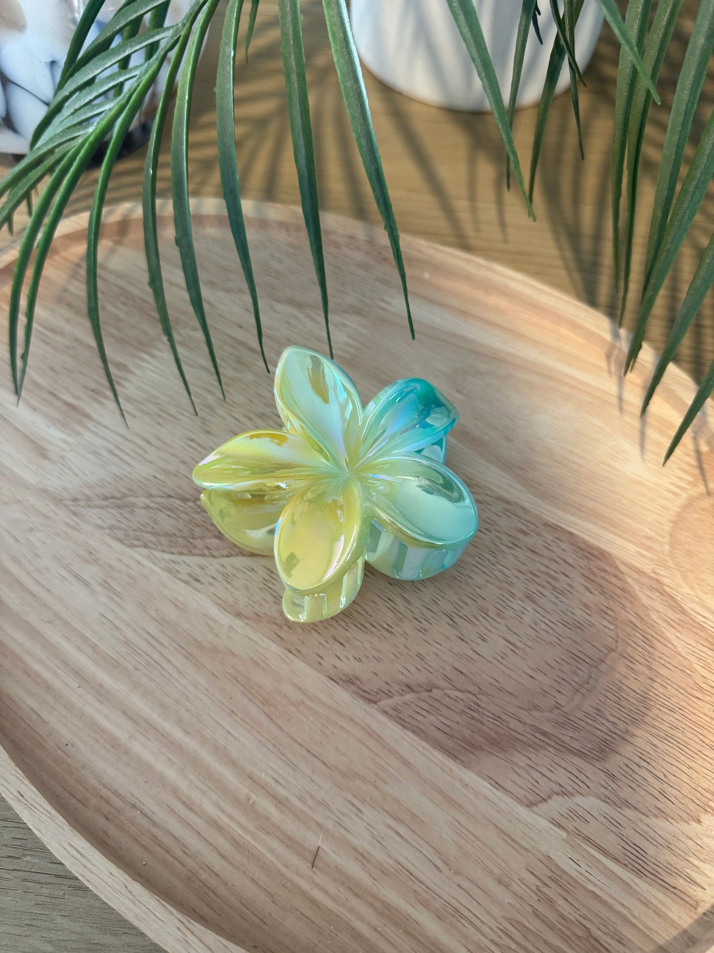 Pince à cheveux fleur bleu turquoise