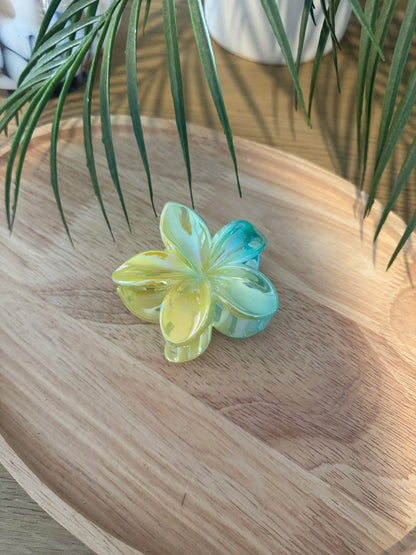 Pince à cheveux fleur bleu turquoise
