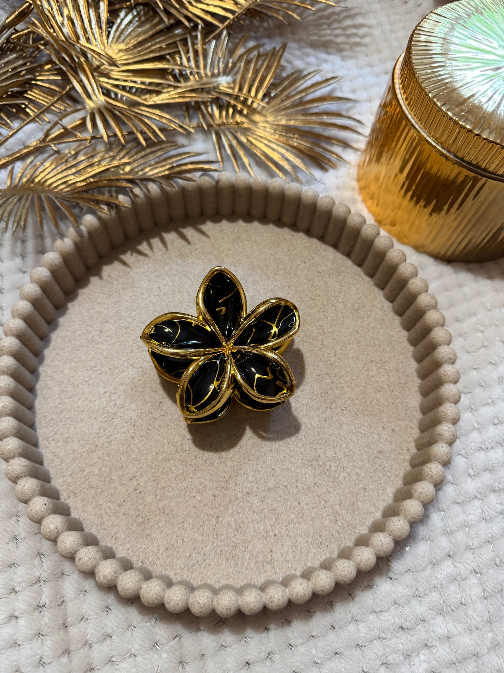 Pince à cheveux fleur noir