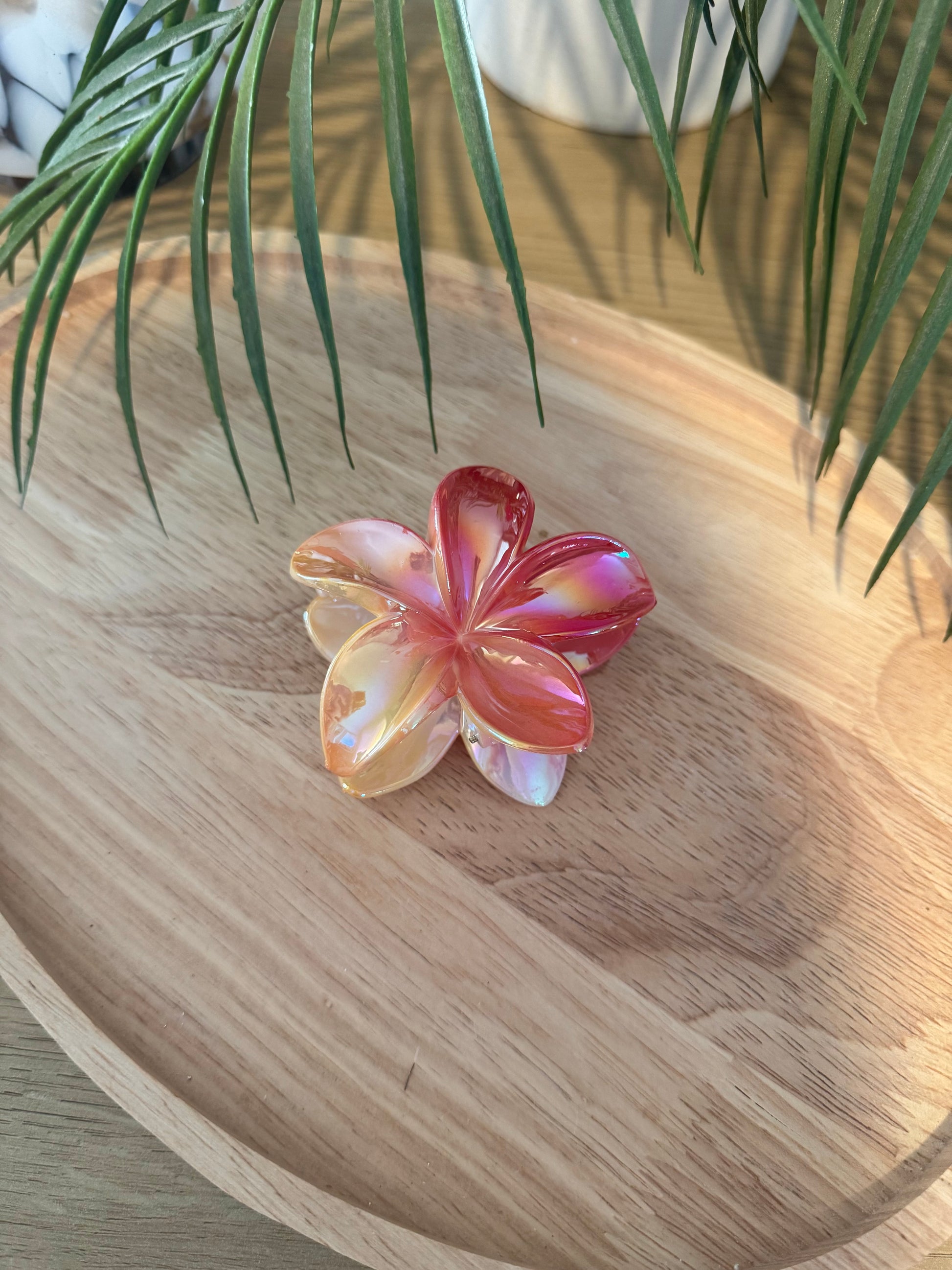 Pince à cheveux fleur orange bordeaux