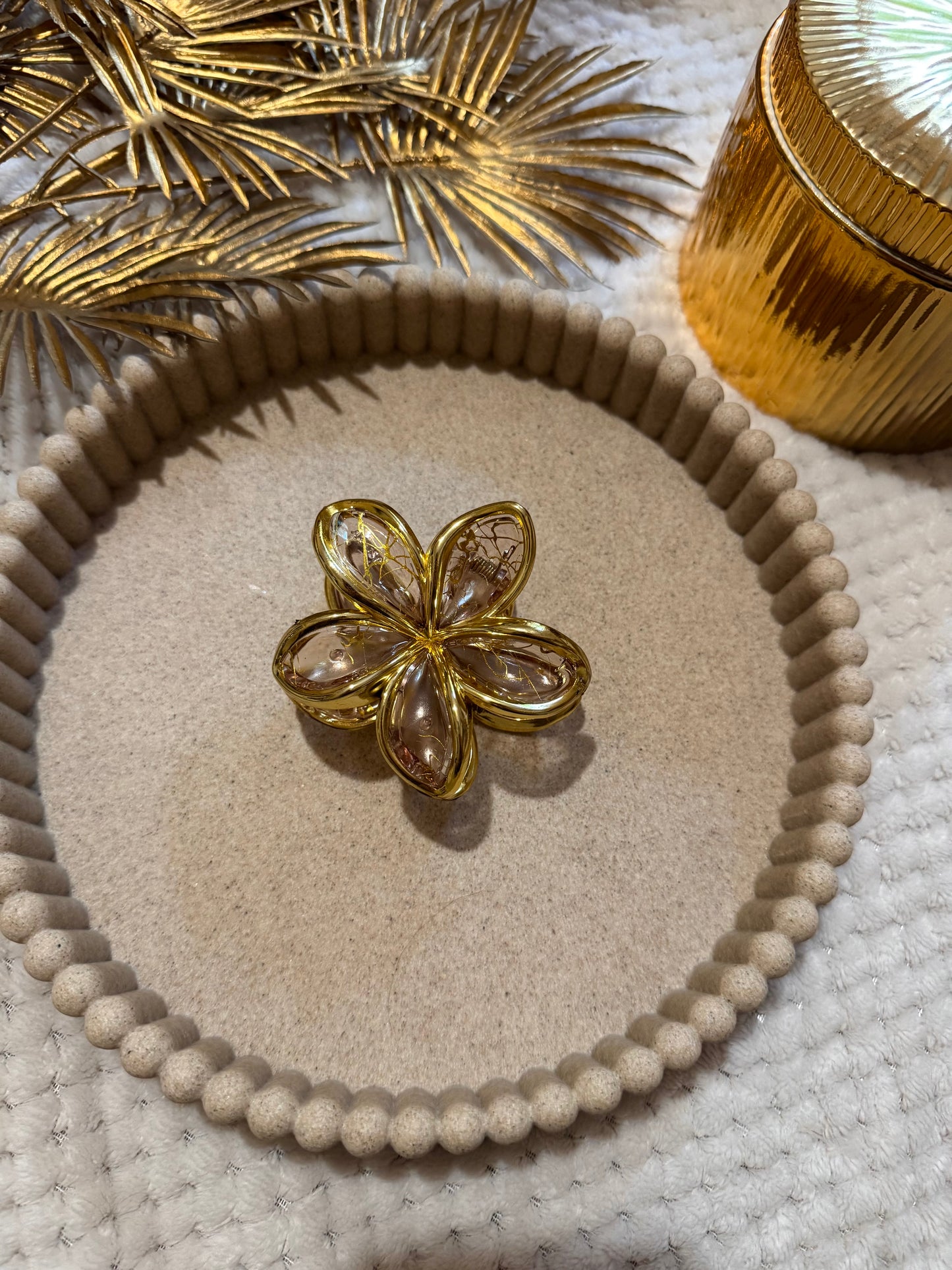 Pince à cheveux fleur rose