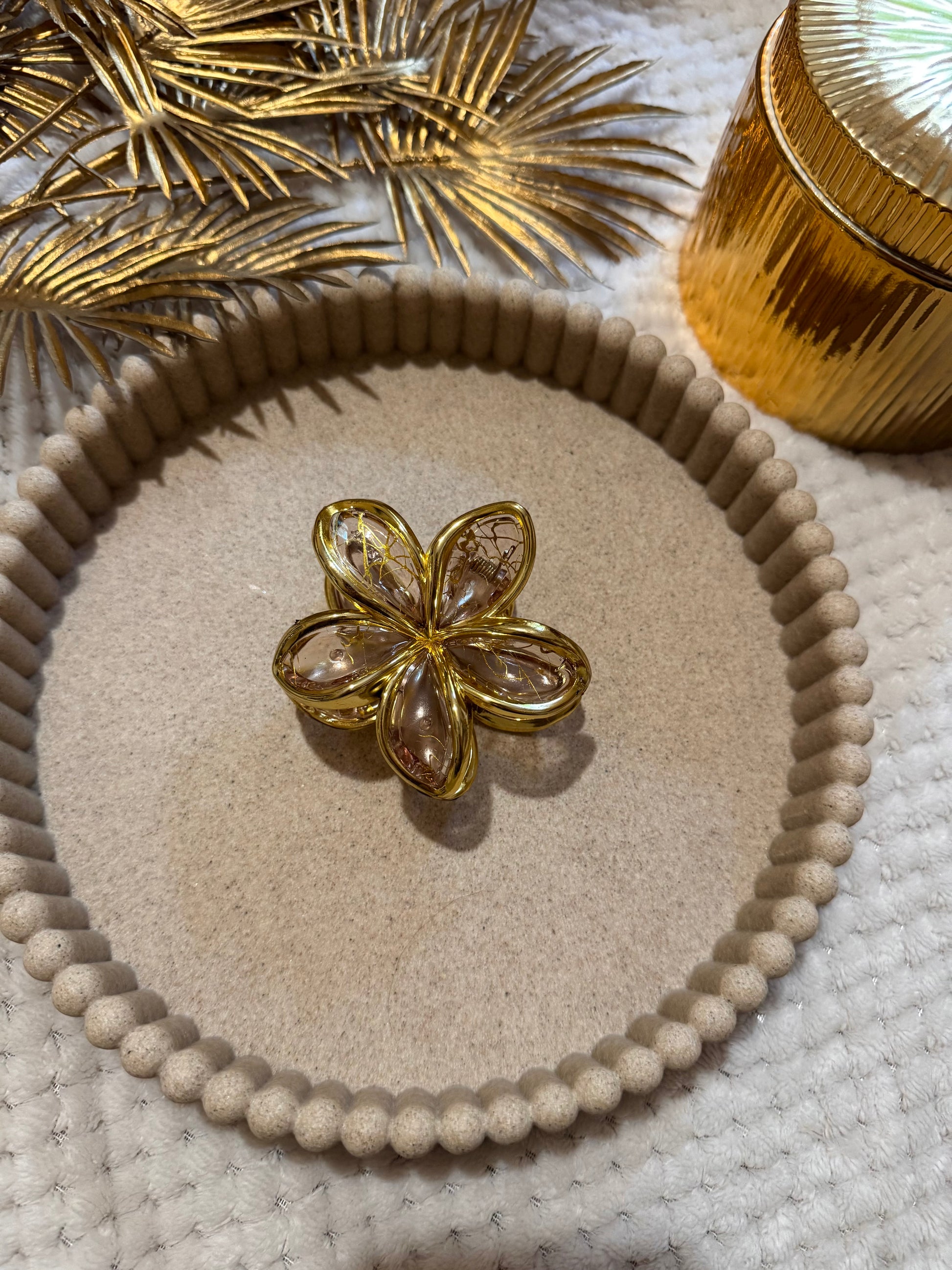 Pince à cheveux fleur rose