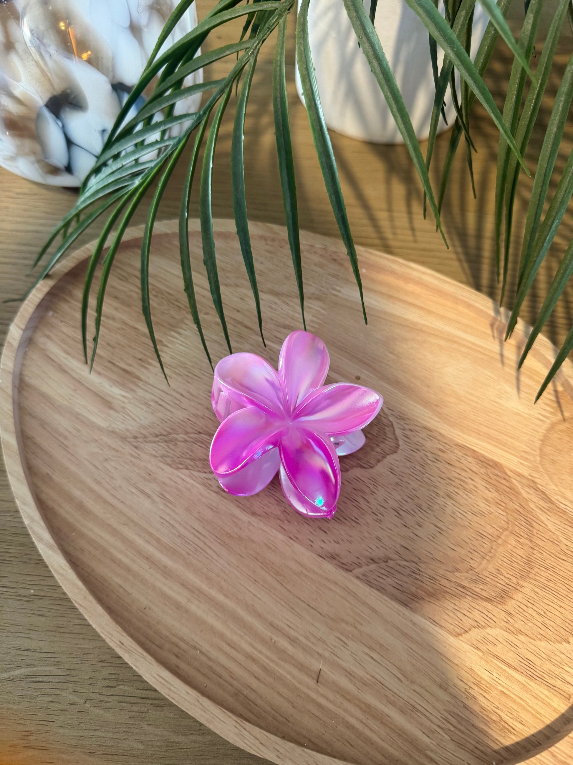 Pince à cheveux fleur rose fushia