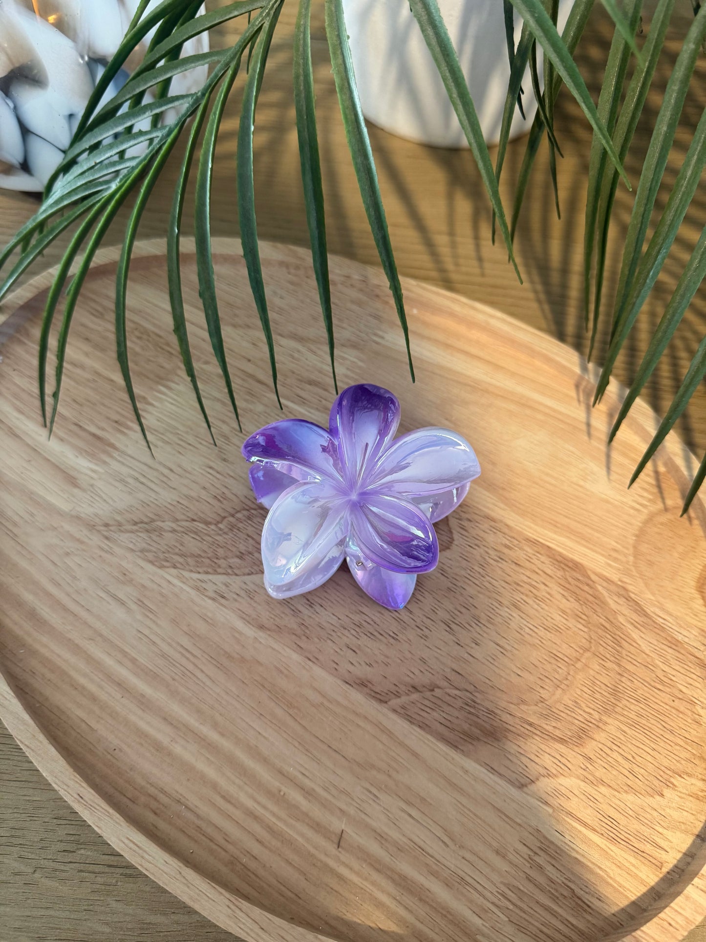 Pince à cheveux fleur violet blanc