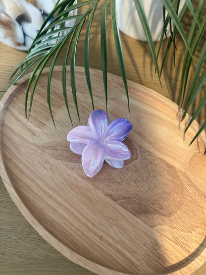 Pince à cheveux fleur violet blanc
