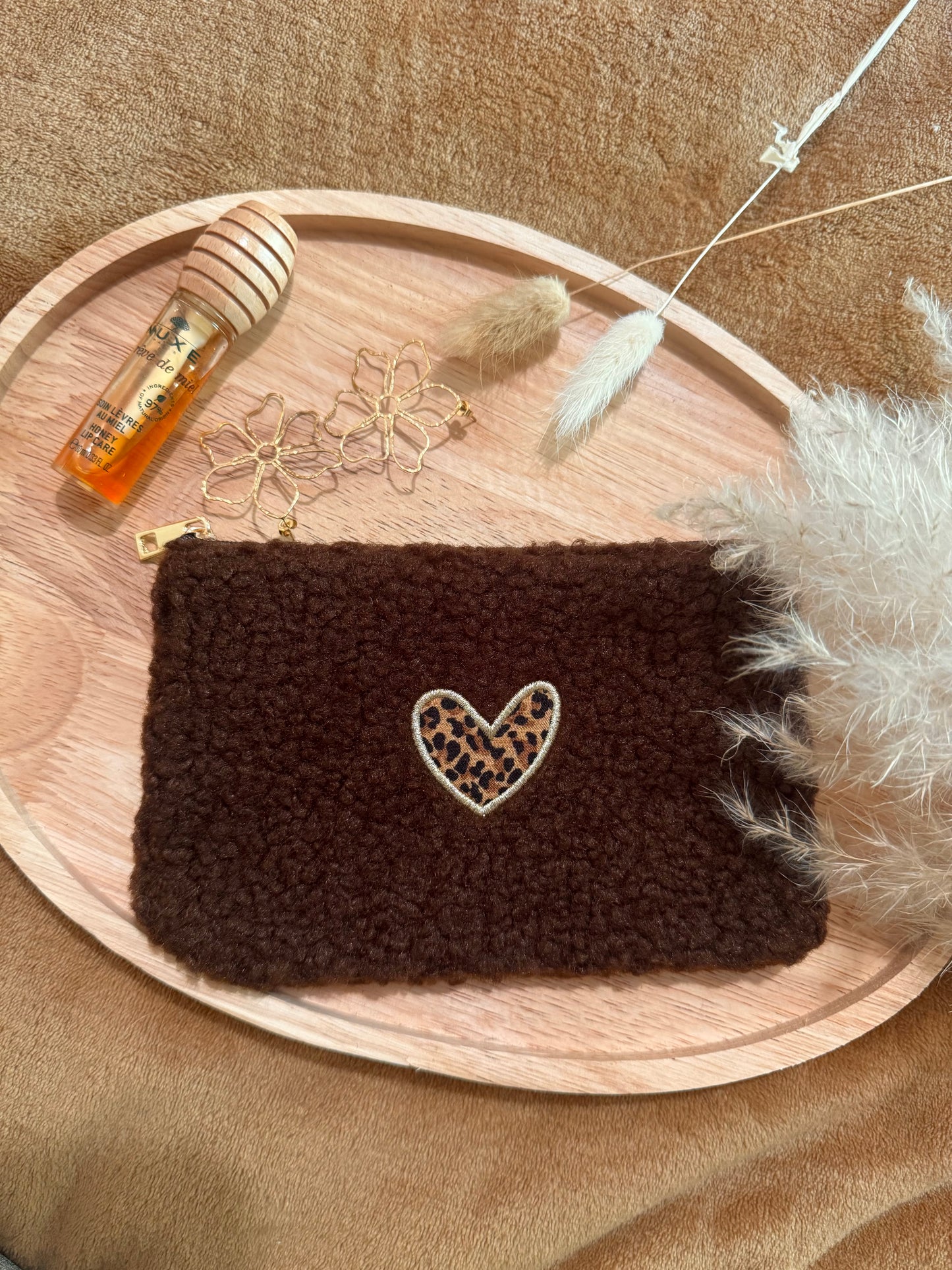 Pochette coeur léopard