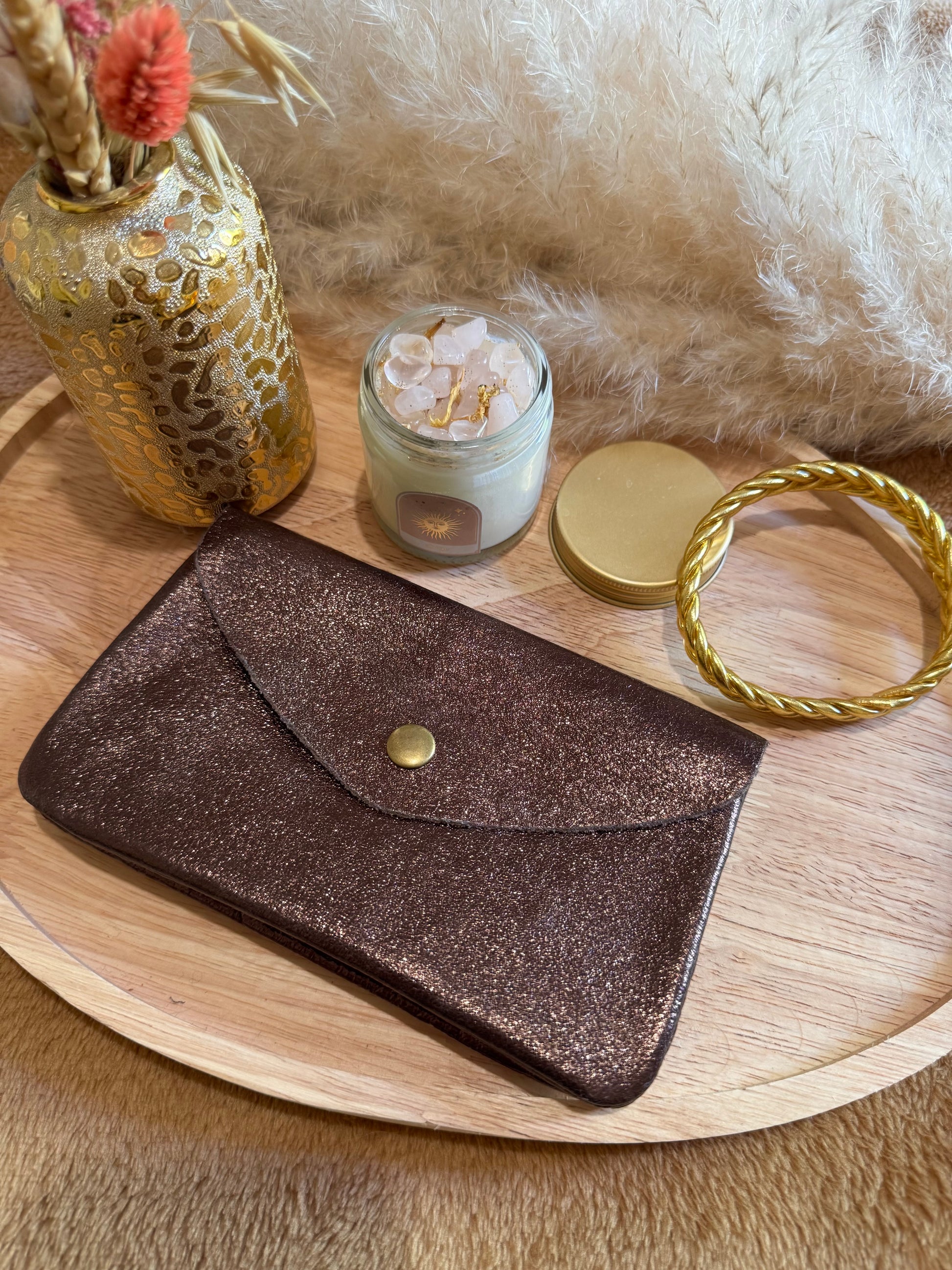 Porte-monnaie en cuir marron foncé