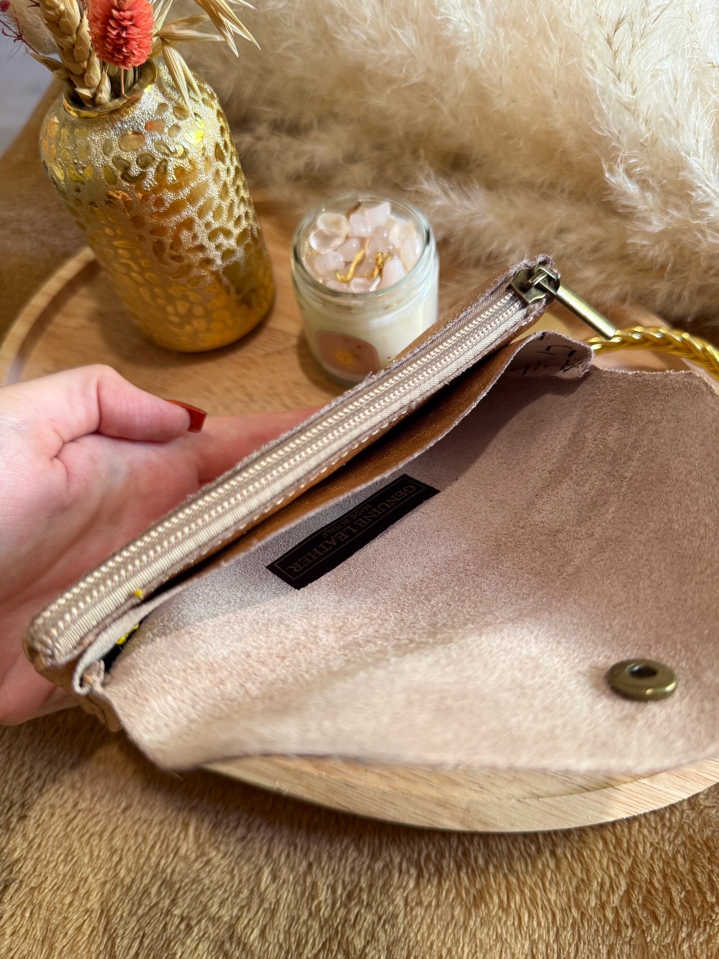 Porte-monnaie en cuir rose