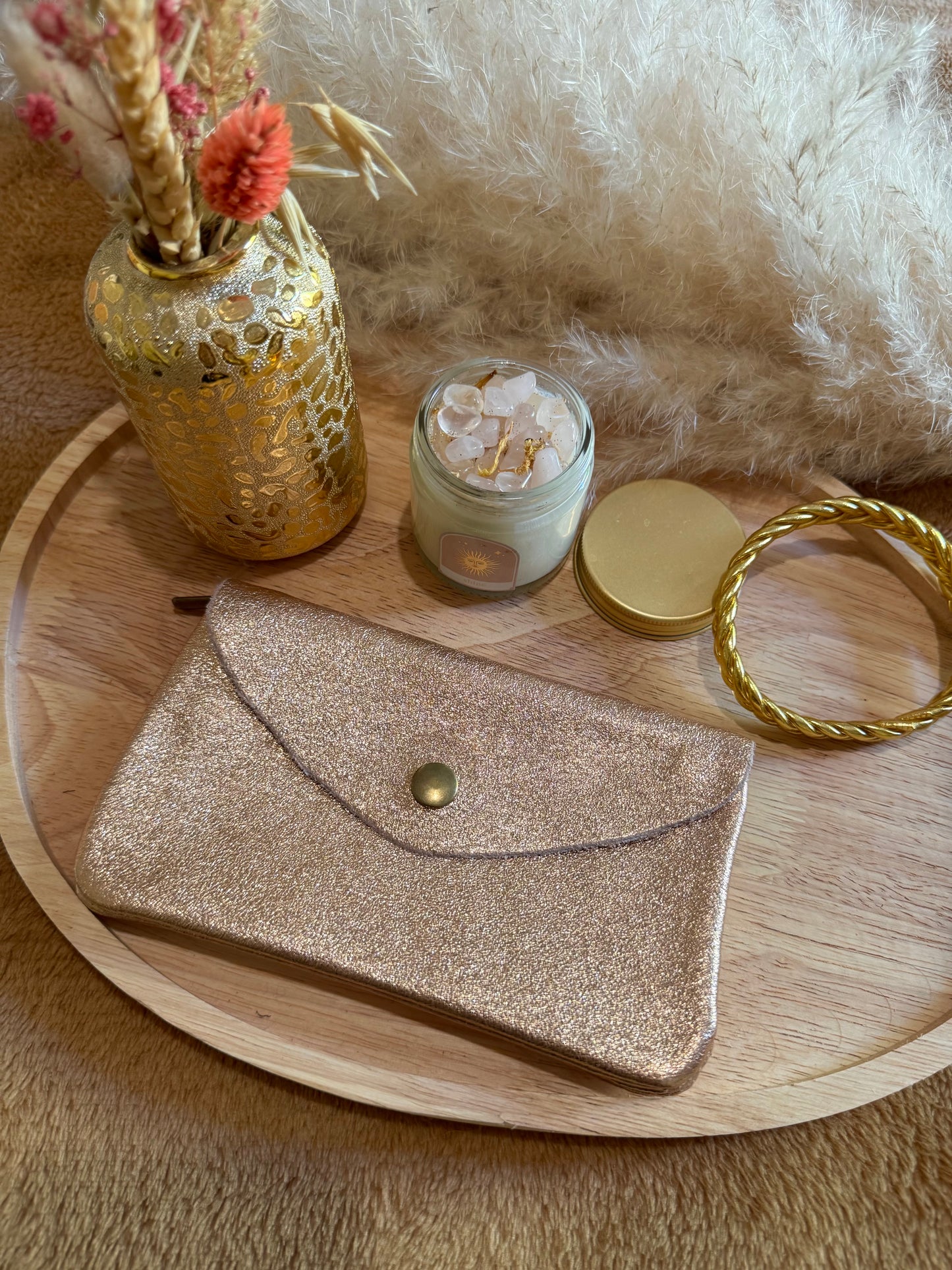 Porte-monnaie en cuir rose