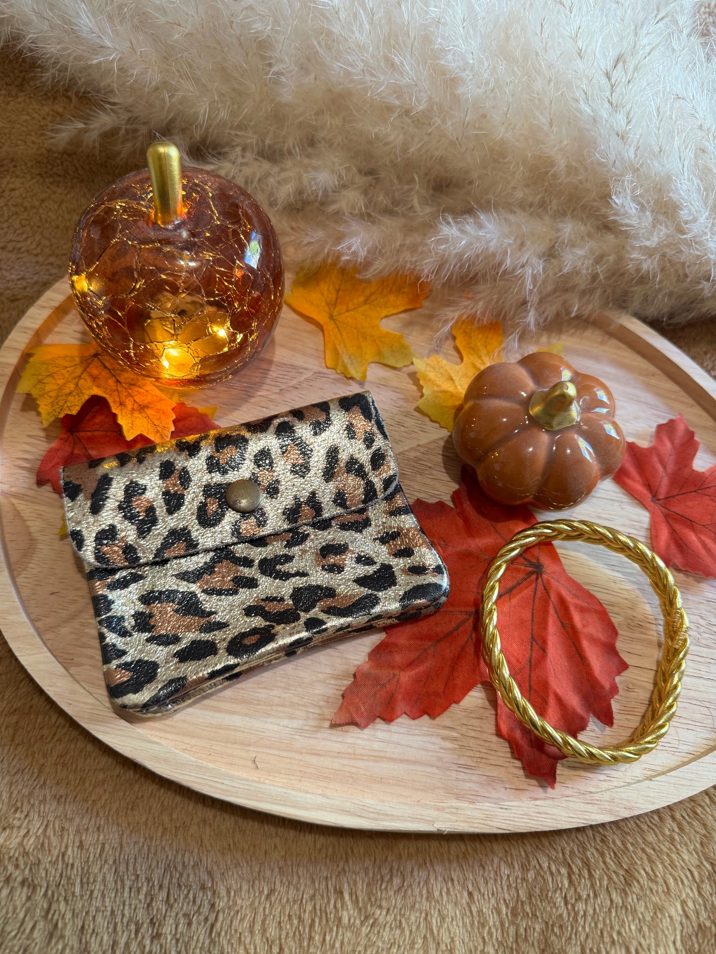 Porte-monnaie léopard en cuir léopard