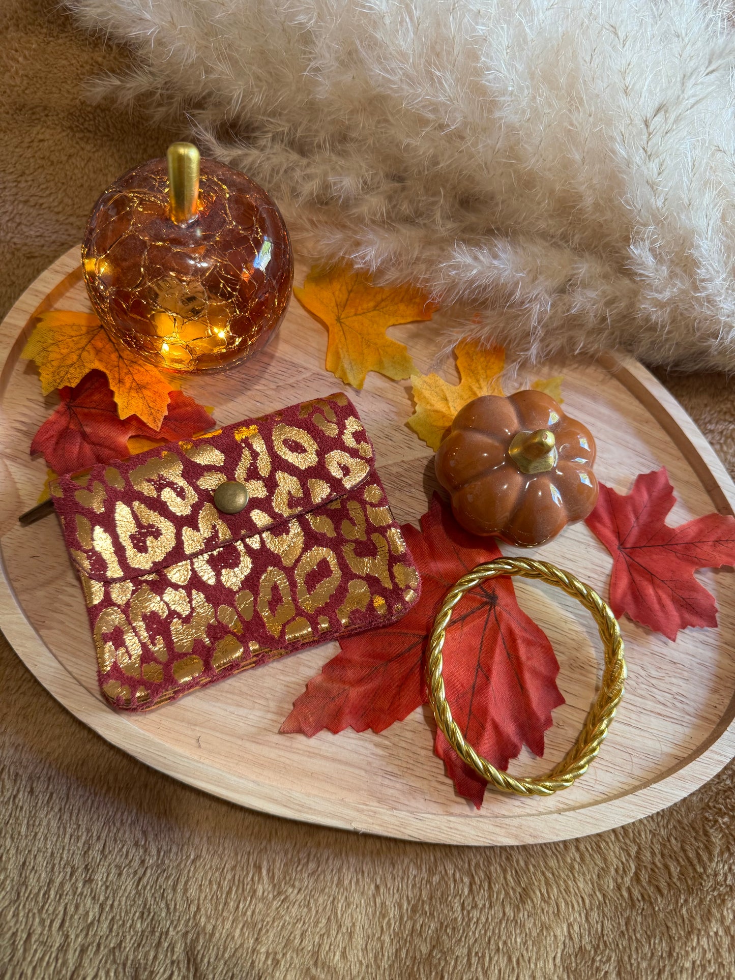 Porte-monnaie léopard en cuir rose